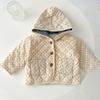 Children's Cotton-padded Coat 2024 Winter Infant Baby Polka Dot Corduroy Thickened Hooded Cardigan Cotton-padded Jacket