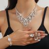 Zircon Necklace Earring Set Elegant Rhinestone Necklace Bridal Jewelry Set  Dress Accessories