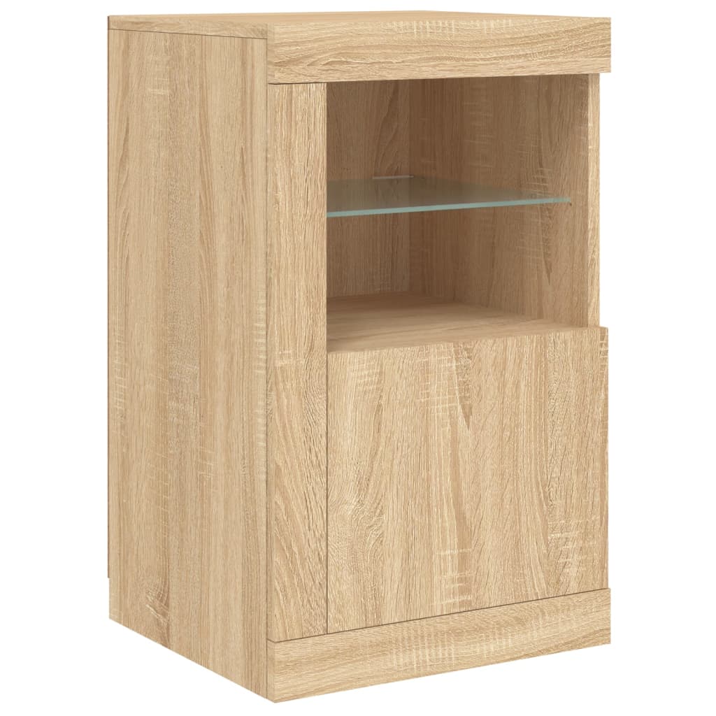 Sideboard with LED Lights Sonoma Oak 142.5 x 37 x 67 cm