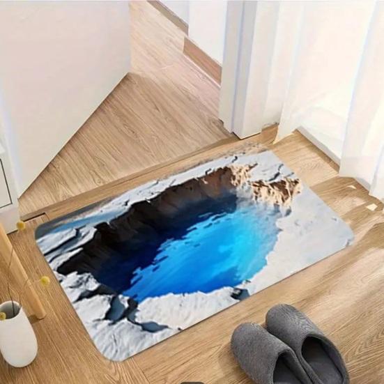 Коврик для пола 3D Оптическая иллюзия Реалистичный эффект дыры Дверной коврик Интерактивный коврик для питомца Декорация для гостиной, прихожей, входа