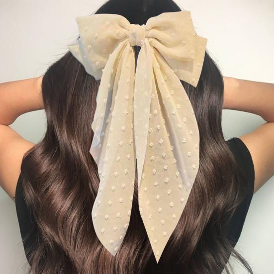 Лента с кисточкой, жаккардовый декор, весенняя заколка для волос, Нескользящая элегантная двойная большая бант, декор, заколка для волос для девочек, аксессуары для волос