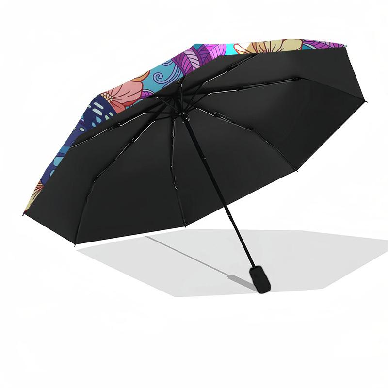 1pc Butterfly Floral Mandala Design Umbrella with Plastic Handle,Vibrant Cartoon Pattern,Multi-functional UmbrellaPT134