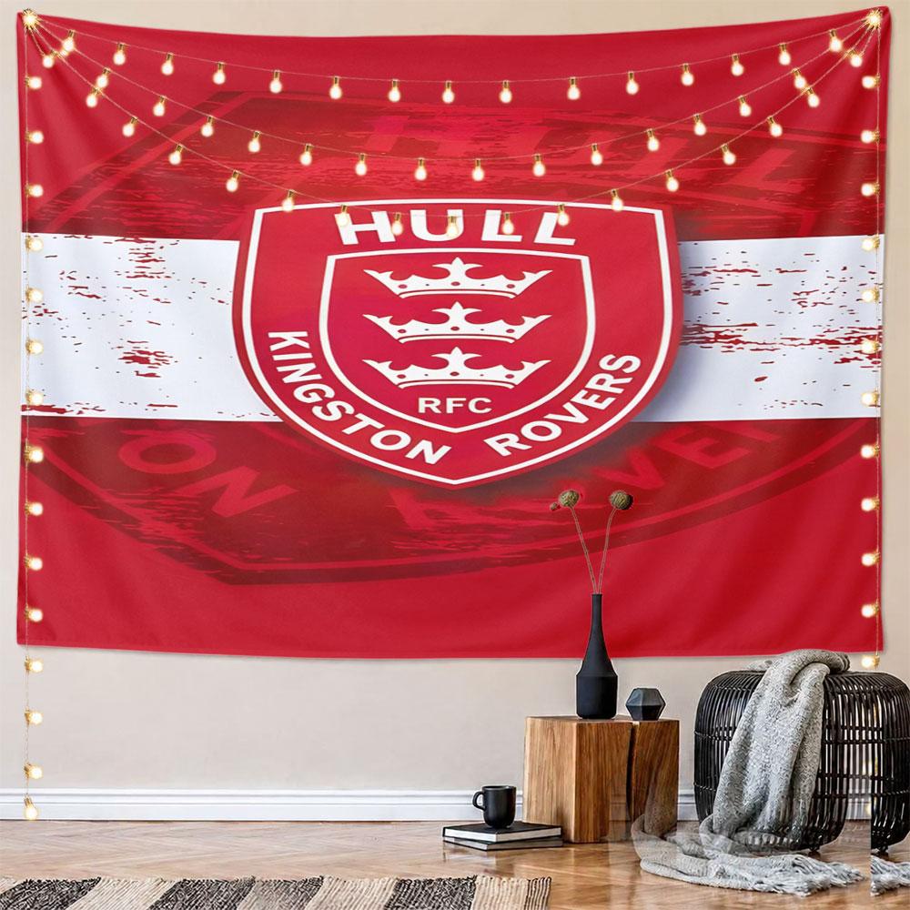 Hull Kingston Rovers Red Logo Design Pattern Wall Hanging Tapestry Decorative Tapestry Home Decor for Bedroom and Living Room