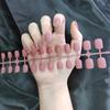 24PCS Short Round Frosted Matte Fake Nails DIY Solid Color Nail Stickers Finished Products Removable Waterproof Wearable Nail Stickers