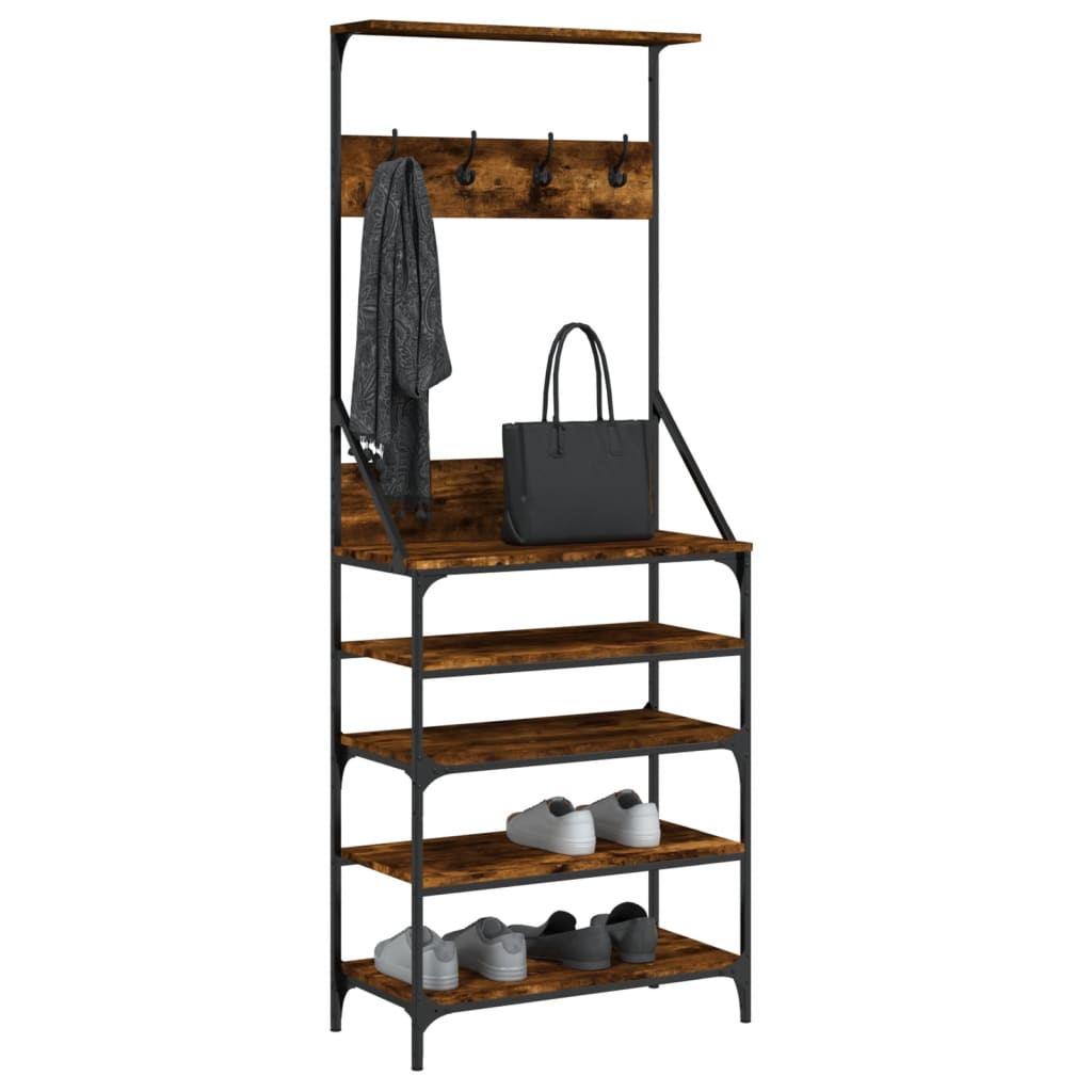 Clothing Rack with Shoe Shelf Smoked Oak 70 x 34 x 184 cm