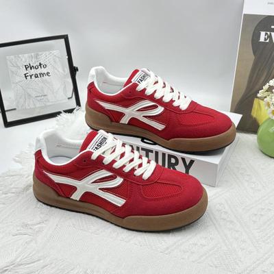 Ангола красно-белые туфли немецкие тренировочные туфли 2025 весна и осень новые ретро универсальные повседневные дышащие сетчатые кеды женские