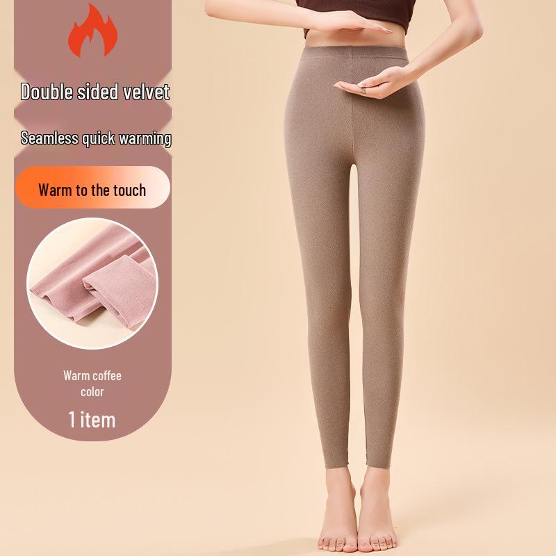 Бархатные Осенние Женские Леггинсы с Низкой Посадкой, Двусторонние, с Начесом, Теплые