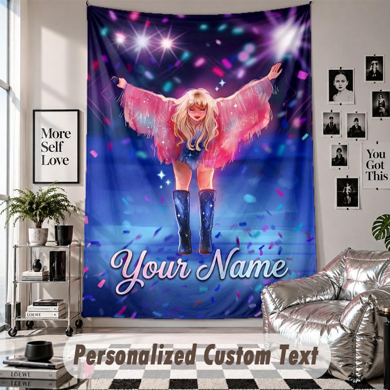 Wall Hanging Tapestry With Custom Name & Text, Taylor Swift Decorative Tapestry For Bedroom