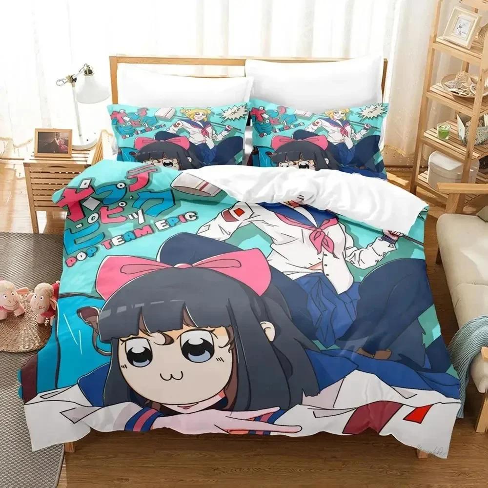 Аниме Pop Team Epic Poputepipikku Комплект постельного белья Односпальный Полуторный Двуспальный Queen King Cal King Размер Комплект постельного белья