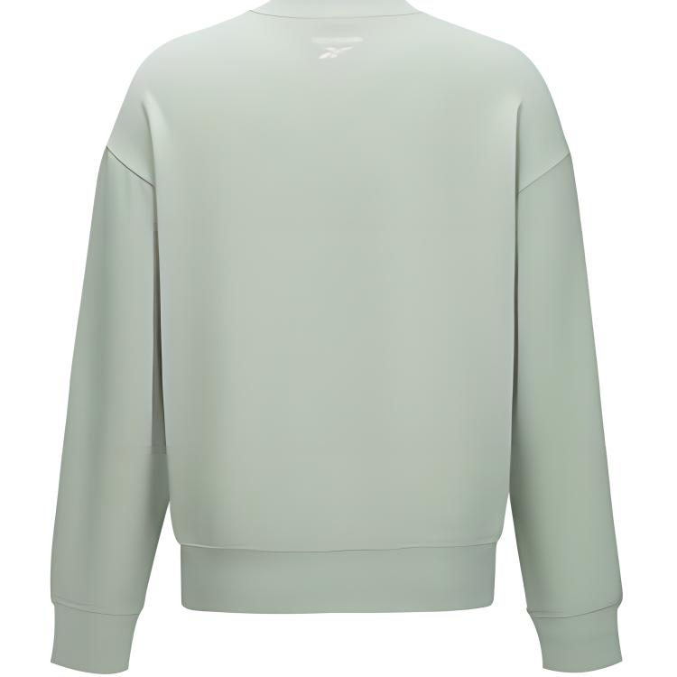 Reebok Round Neck Solid Color Breathable Sweatshirt Women Tops Gray-Green 24FRM306WGL5