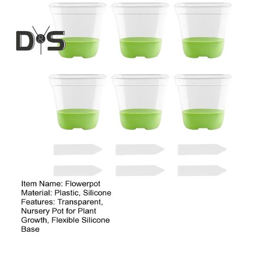 6 шт. прозрачных горшков для рассады, горшки для выращивания рассады с силиконовым основанием, многоразовые семена, стартовый цветочный горшок с этикетками для сада, балкона