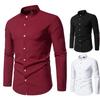 Men's Metal Button Henley Collar Long Sleeve Shirt Solid Color Basic Dress Shirts for Men Clothing