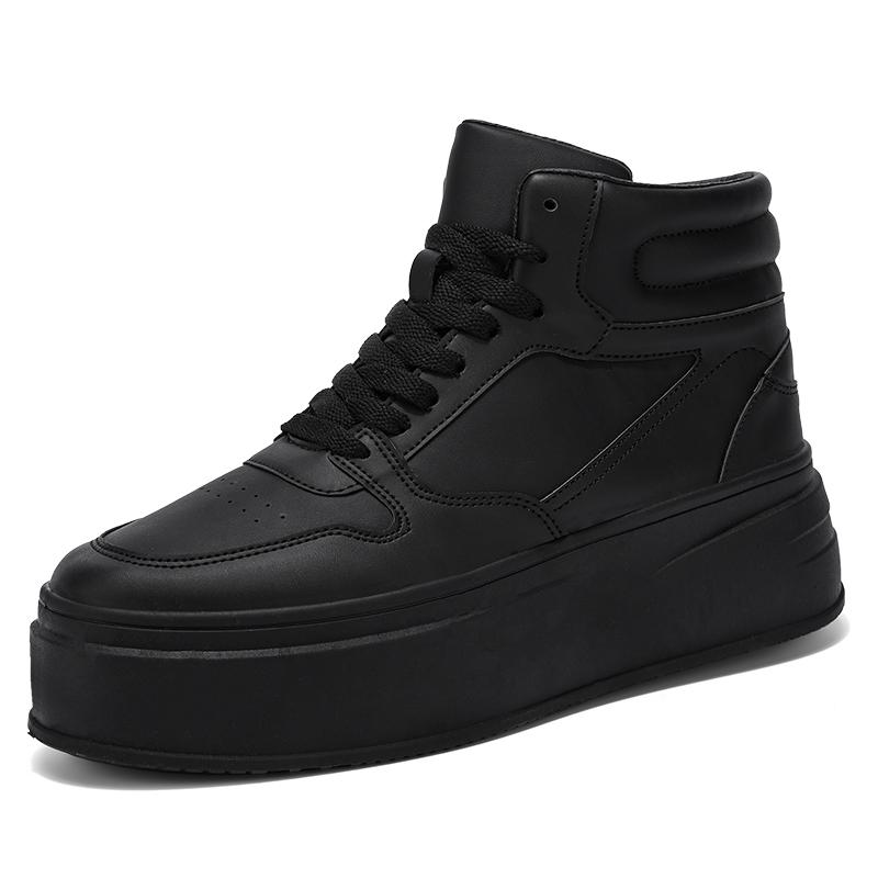 Кроссовки повседневные мужские из натуральной кожи белые туфли модные высокие на платформе с плоским носком