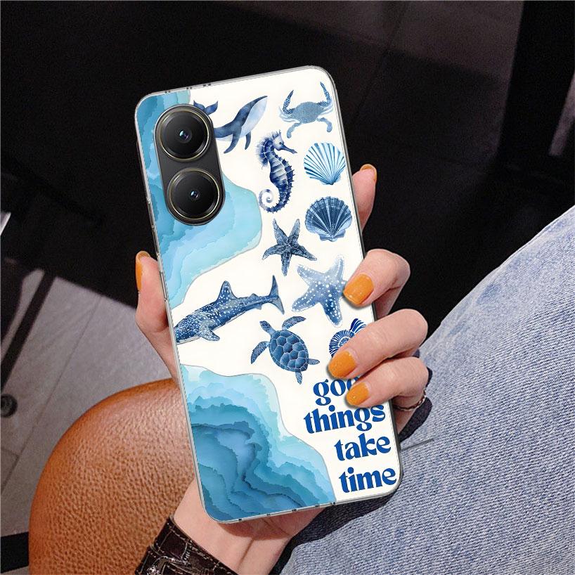 Чехол для телефона Ocean Starfish Sea Turtle Shark для Xiaomi Poco X5 X6 X7 Pro X4 Gt F7 Ultra M8 M7 Redmi 15C 15 13C 13 12C 12 Уникальный C