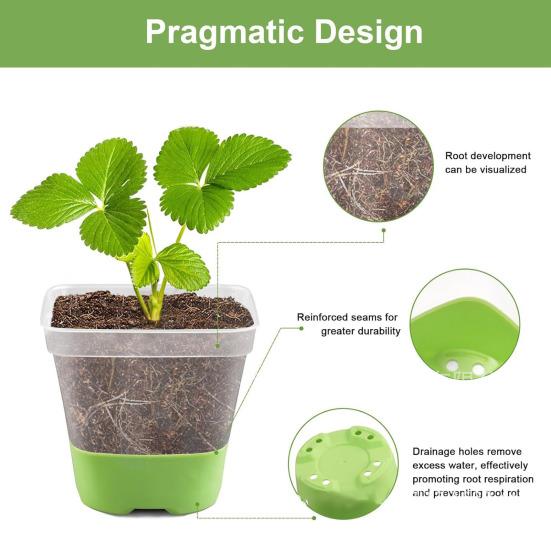 6/12 шт. силиконовый детский горшок, прозрачные квадратные горшки для растений с дренажными отверстиями, легкая пересадка, пластиковый многоразовый цветочный горшок для здорового роста корней