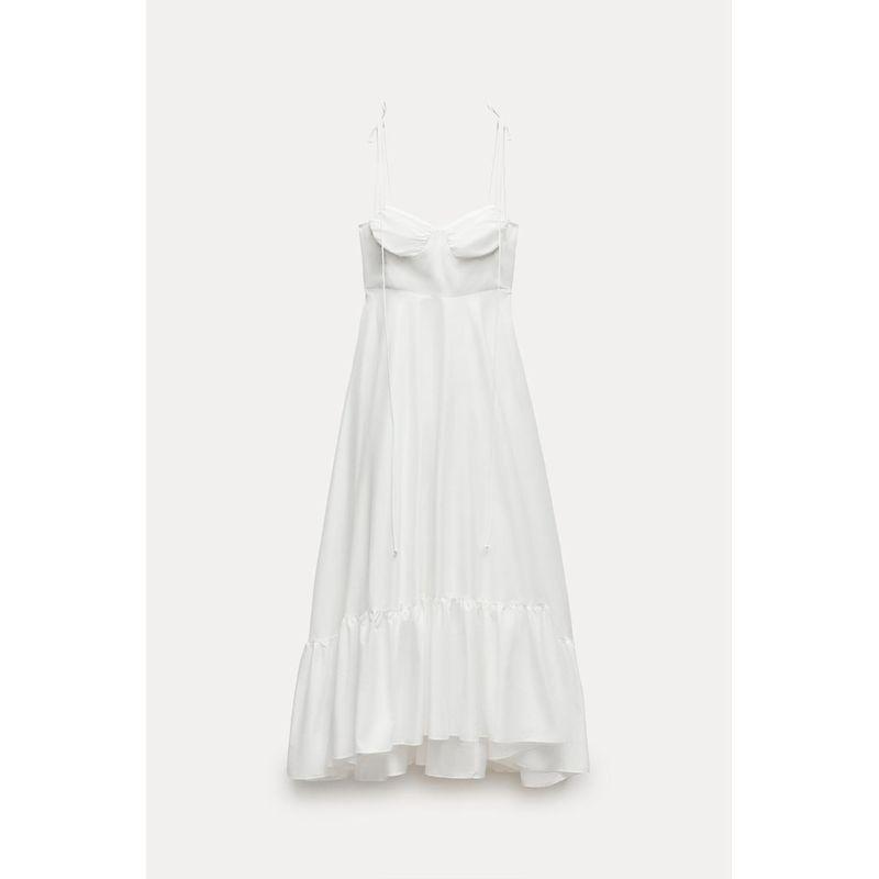 Za2024 Spring-Summer New Type Women's Clothing Sexy Suspenders Laminated Decoration Poplin Dress 2673072 250