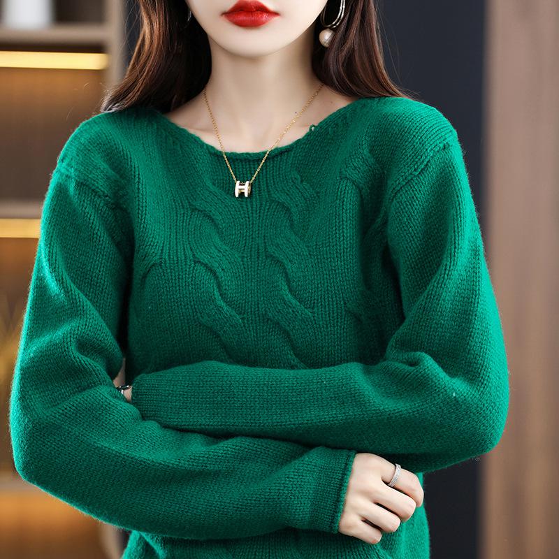 Women's One-Shoulder Wool Sweater: Loose Knit Pullover for Autumn/Winter