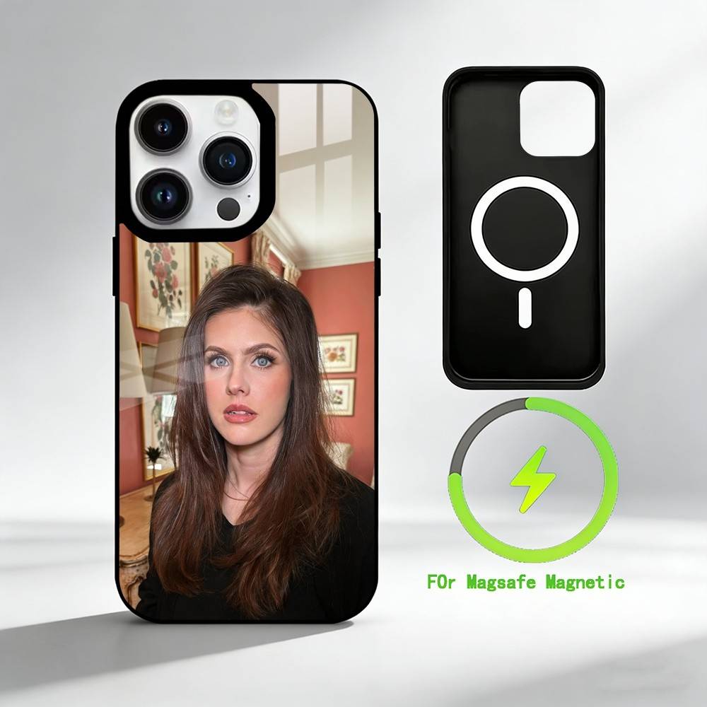 A-Alexandra Daddario Phone Case For iPhone 17 16 15 14 13 12 Pro Max Plus for Mirror Wireless Magnetic Cover