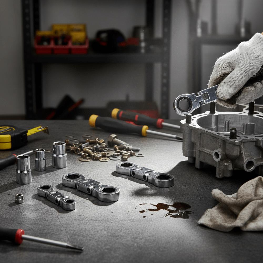 Ratcheting Mechanism Flex-Head Ratcheting Wrench Flex-Head Design Stubby Wrenches Set  DIY Projects