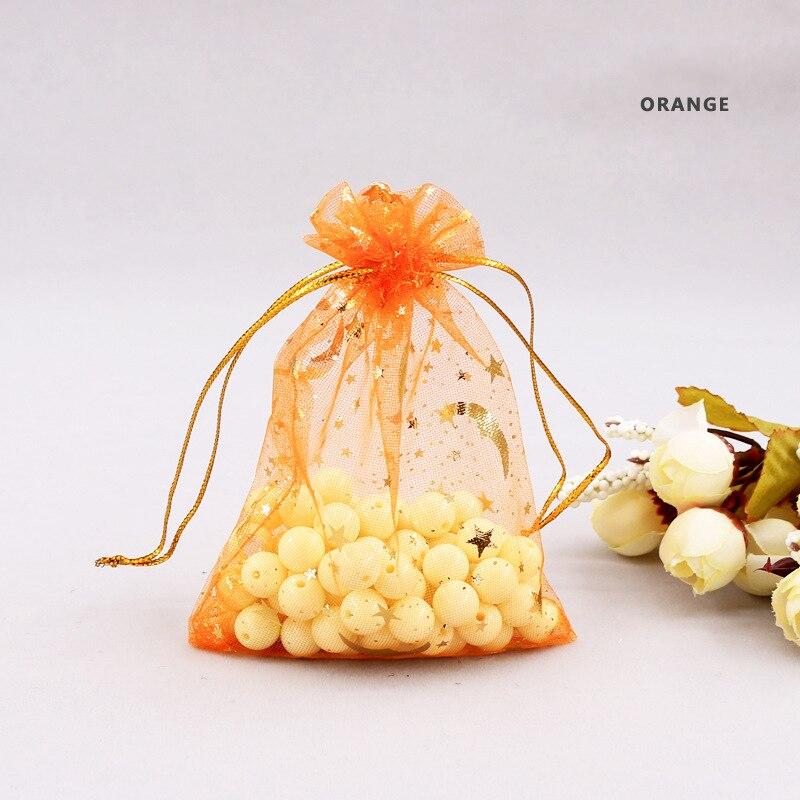 50Pcs Organza Bags Stars & Moon Design Gift Bag Tulle Packaging Transparent Wedding Party Gift Bags Jewelry Candy Pouches