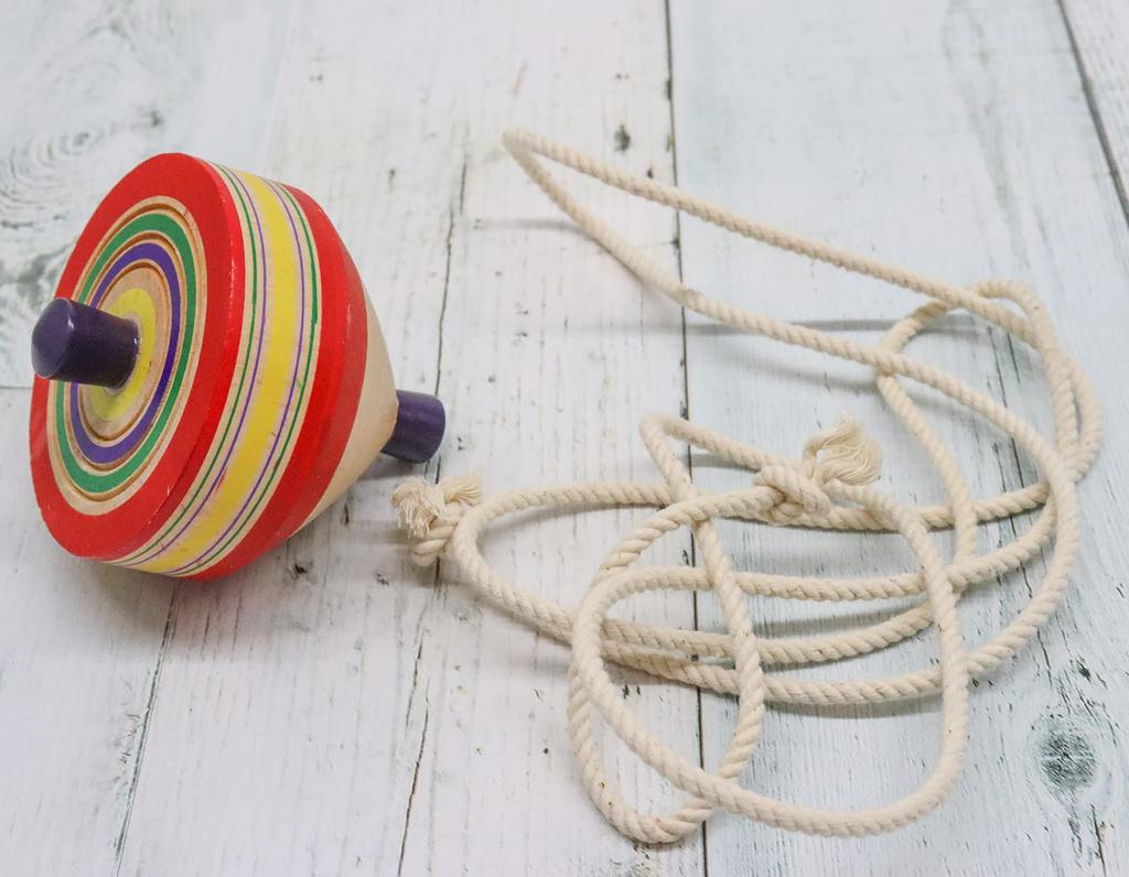 Castle Enterprise Folk Craft Traditional Wooden Toy Throwing 3 inches Top,