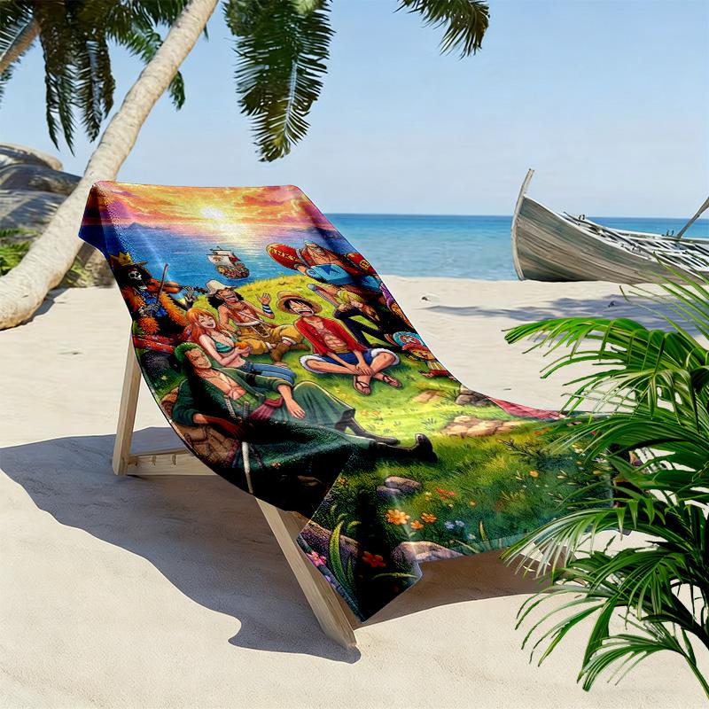Pirates Anime Art Print Beach Towel, Large Soft Quick Dry Towel for Beach Camping Swimming