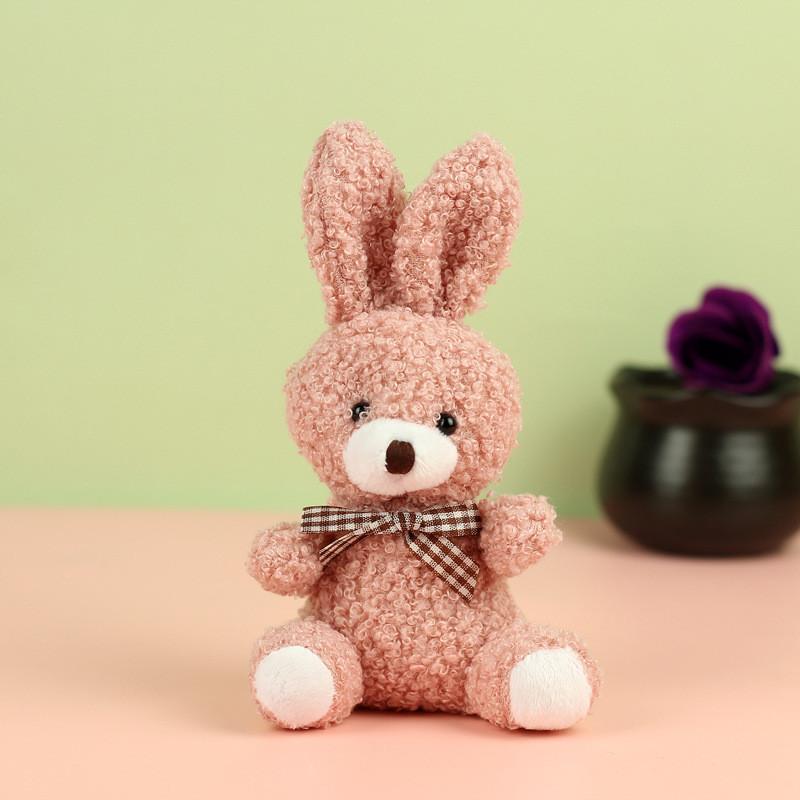 Милая плюшевая игрушка-кролик в мультяшном стиле с галстуком-бабочкой, идеально подходящая для рюкзаков, брелоков и