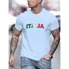 Men's Summer Italia Comfortable Breathable Casual Fashion Print Loose Large Casual Round Neck Short Sleeve T-shirt