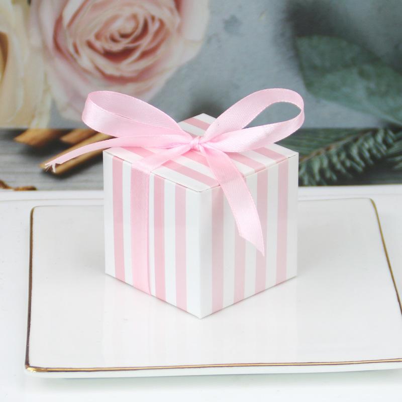 50PCS European New Candy Box Square Happy Candy Box Striped Box, Wedding Birthday Party Sugar Box