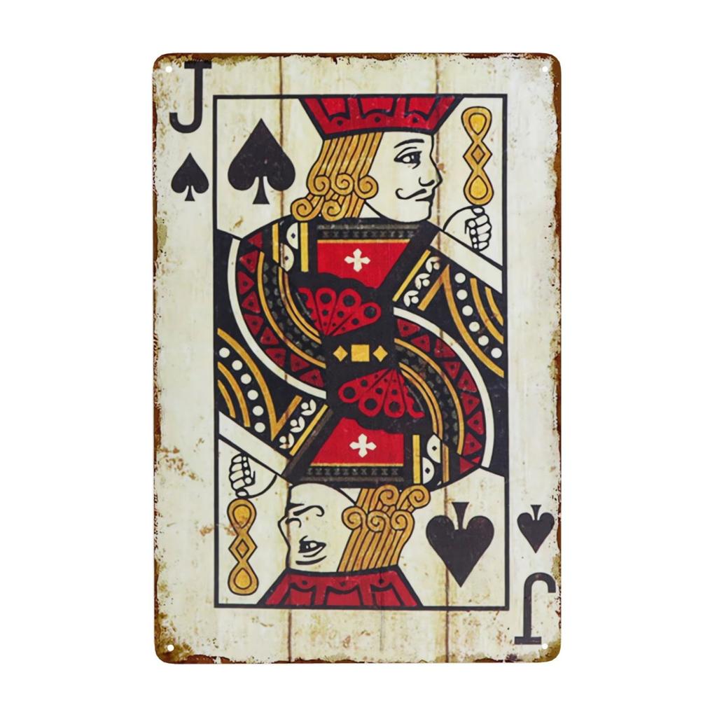 Vintage Poker Metal Sign Retro Joker Tin Sign King Jack Sign Wall Decoration for Home Cafe Pub Bar Shop 8x12 Inch