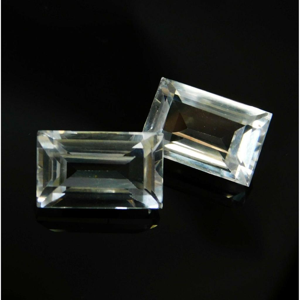16.32 Ct Natural White Ceylon Sapphire Emerald Cut Pair Loose Gemstone