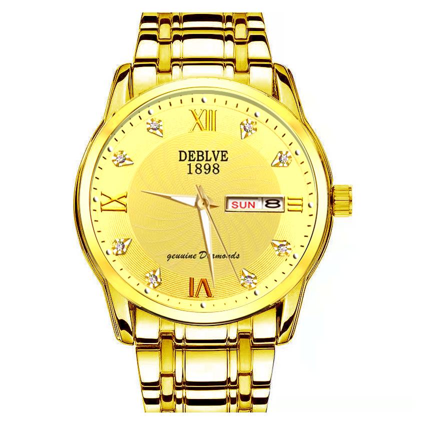 Мужские швейцарские часы с двойным календарем и браслетом из легированной стали, водонепроницаемые и люминесцентные.