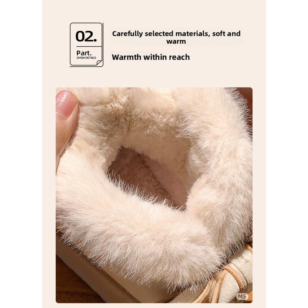 Мешковатые туфли с волосатым ртом и хлопковые туфли с узлом-бабочкой для женщин на зиму, на толстой подошве, увеличивающие рост, универсальные и плюшевые теплые зимние ботинки