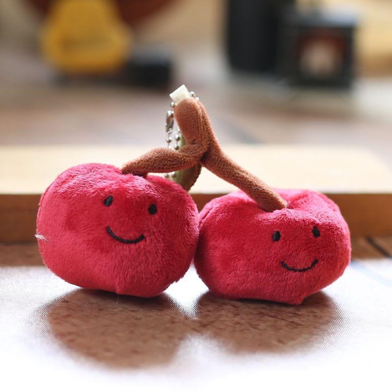 Cute Jellycat Cherry Stuffed Animal Keychain Soft Short Plush Backpack Accessory