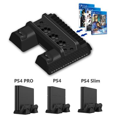 Многофункциональная охлаждающая подставка для PS4 / PS4 Slim / PS4 Pro – Охлаждающий вентилятор, Хранение игровых дисков и Зарядное устройство для двух контроллеров