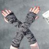 1 Pair Thumbhole Design Long Halloween Fingerless Gloves Casual Ripped Holes Decor Adult Cosplay Gloves Punk Style Arm Sleeves