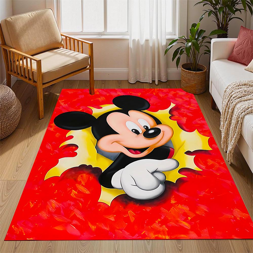 Mickey Mouse In Starry Night Disney Cartoon Theme Anti-Slip Rug - Polyester, Home Decor, Suitable for Bedrooms, Living Rooms, Doorways, and Studios