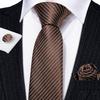 Barry.Wang Mens Novelty Plaid Striped Neckties Handkerchief Cufflinks Set Formal Casual Business