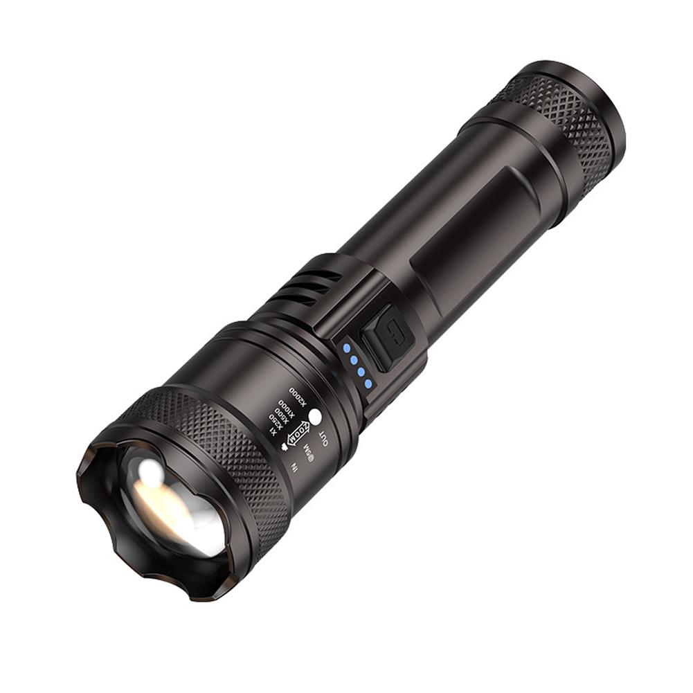 Telescopic Zoom Flashlight Outdoor White Laser USB Flashlight Flashlight Charging Household Rechargeable Emergency X1L2