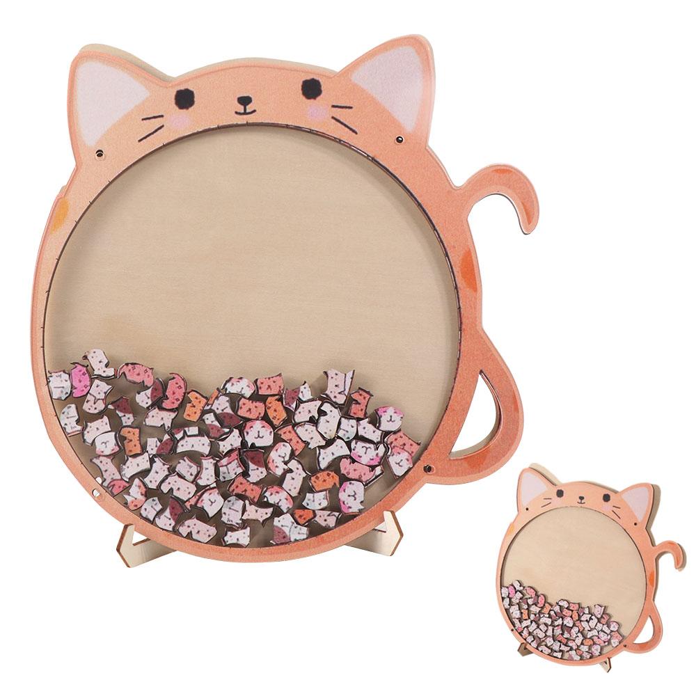 Big Mouth Wooden Puzzle Home Decor Cat-Shaped Puzzle Creative Cat Jigsaw  Children Toys
