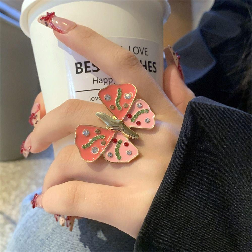 Кольцо в корейском стиле с изображением насекомых, капающее масло, геометрическое массивное эмалевое кольцо, индивидуальное кольцо с рисунком в подарок