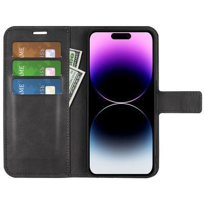 Для iPhone 15 Pro Чехол-подставка-кошелек из телячьей кожи с текстурой, квадратная магнитная застежка, чехол для телефона