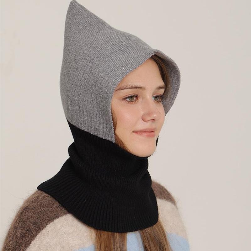 1Pc Scarf Baraklafa Hat Wool Winter Knitted Warm Polyester Ear Protection Splicing Cap