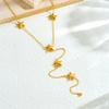 DIEYURO 316L Stainless Steel Exquisite Starfish Tassel Chain Pendant Necklace For Women New Fashion Star Neck Chain Jewelry Gift