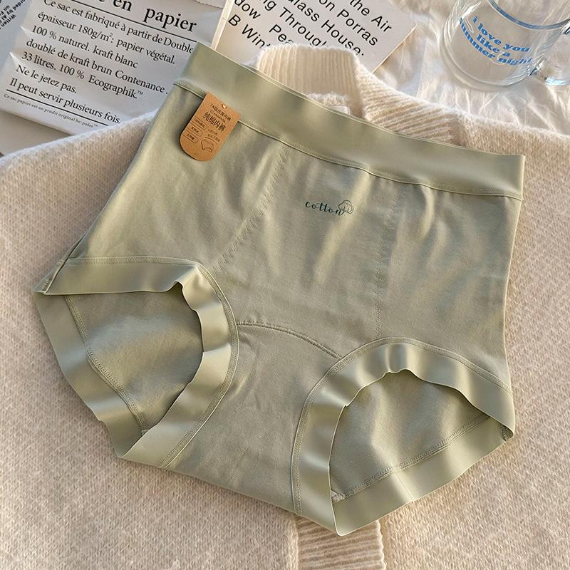 Женские трусы-брифы из мягкого однотонного антибактериального чистого хлопка с высокой талией