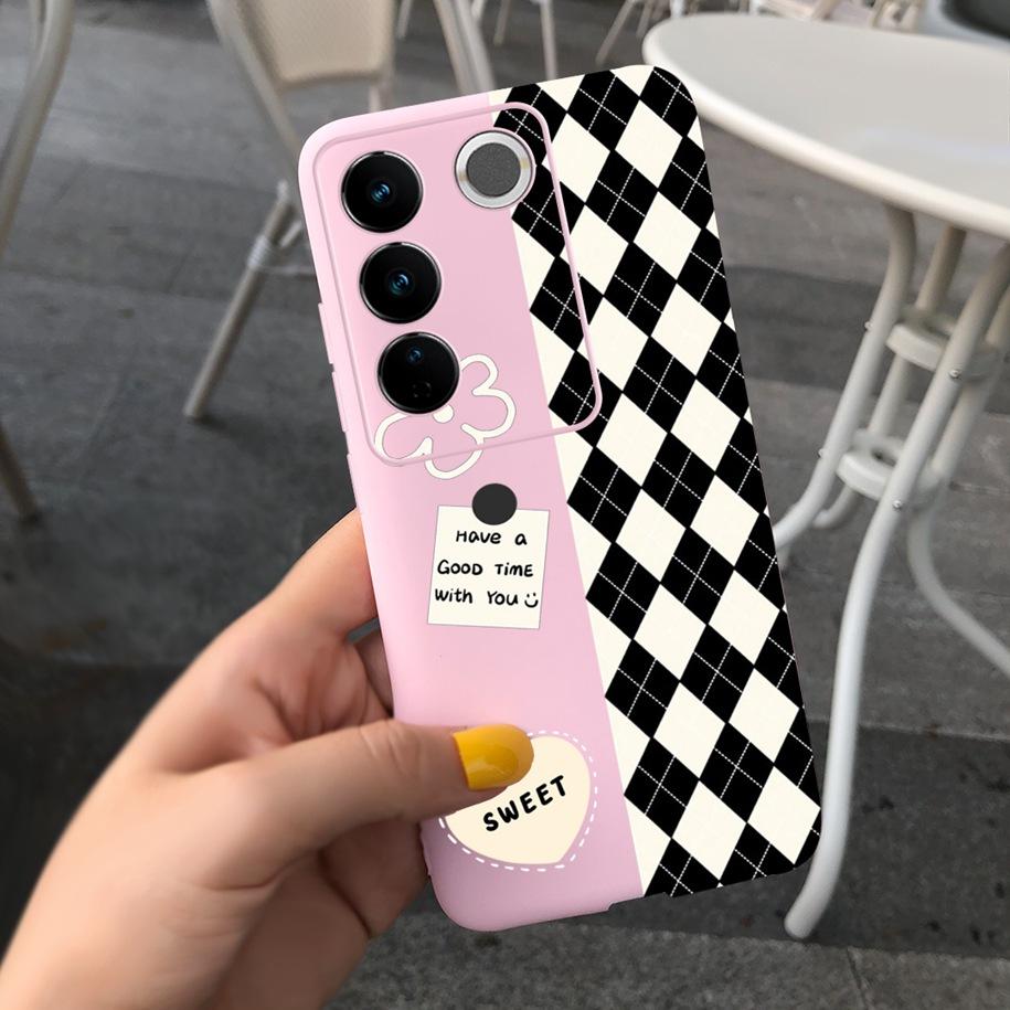Чехол для Vivo V27 Pro Задняя крышка для Vivo V27e Модный чехол-фунда конфетного цвета с рисунком для Vivo V27 5G V 27e V27Pro V2237 V2230 Мягкий чехол