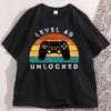 Level 40 Unlocked 40th Birthday Tshirt Men Women Vintage Short Sleeve 40th Years Tshirt Loose Round Neck Tees