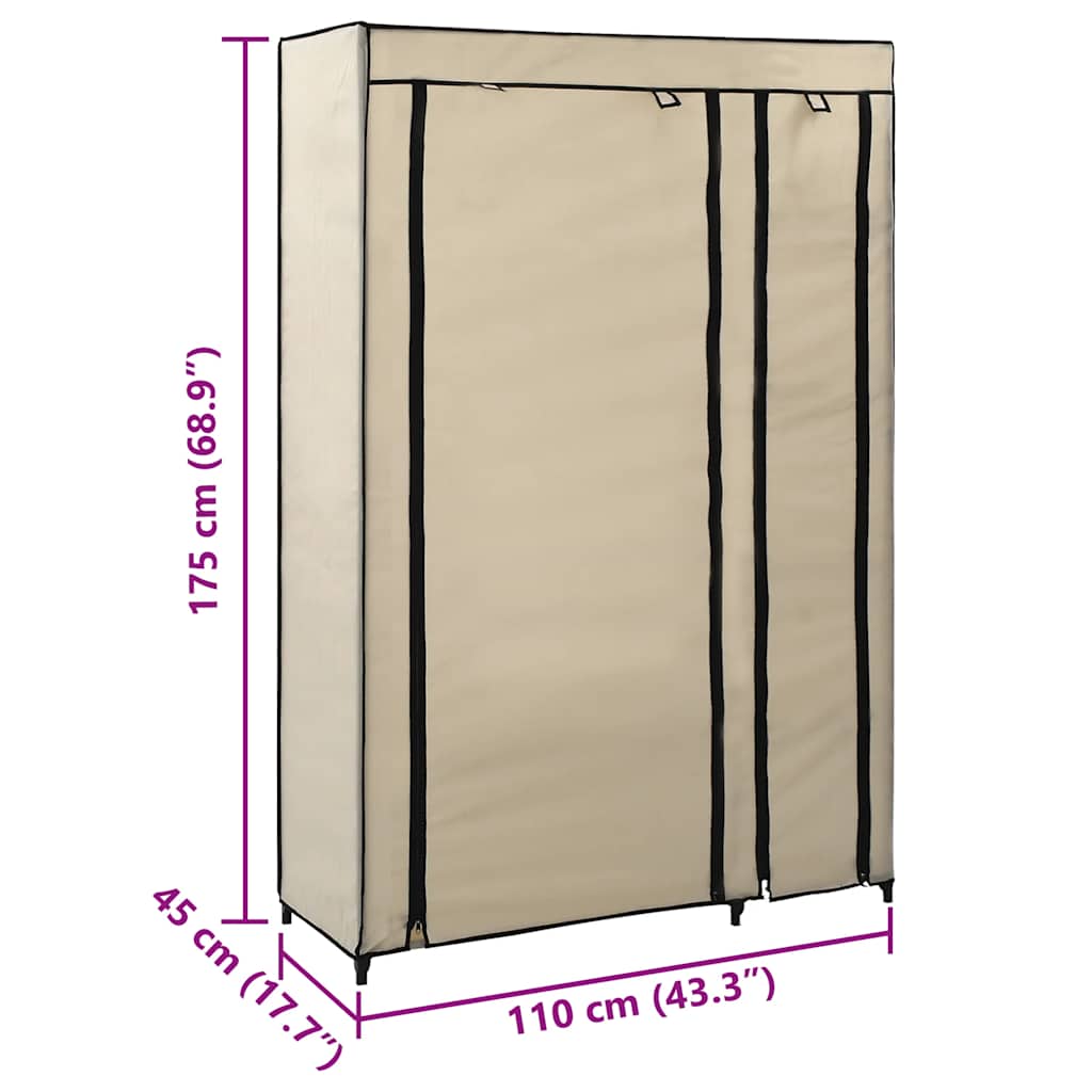 Folding Wardrobe Cream 110 x 45 x 175 cm Fabric