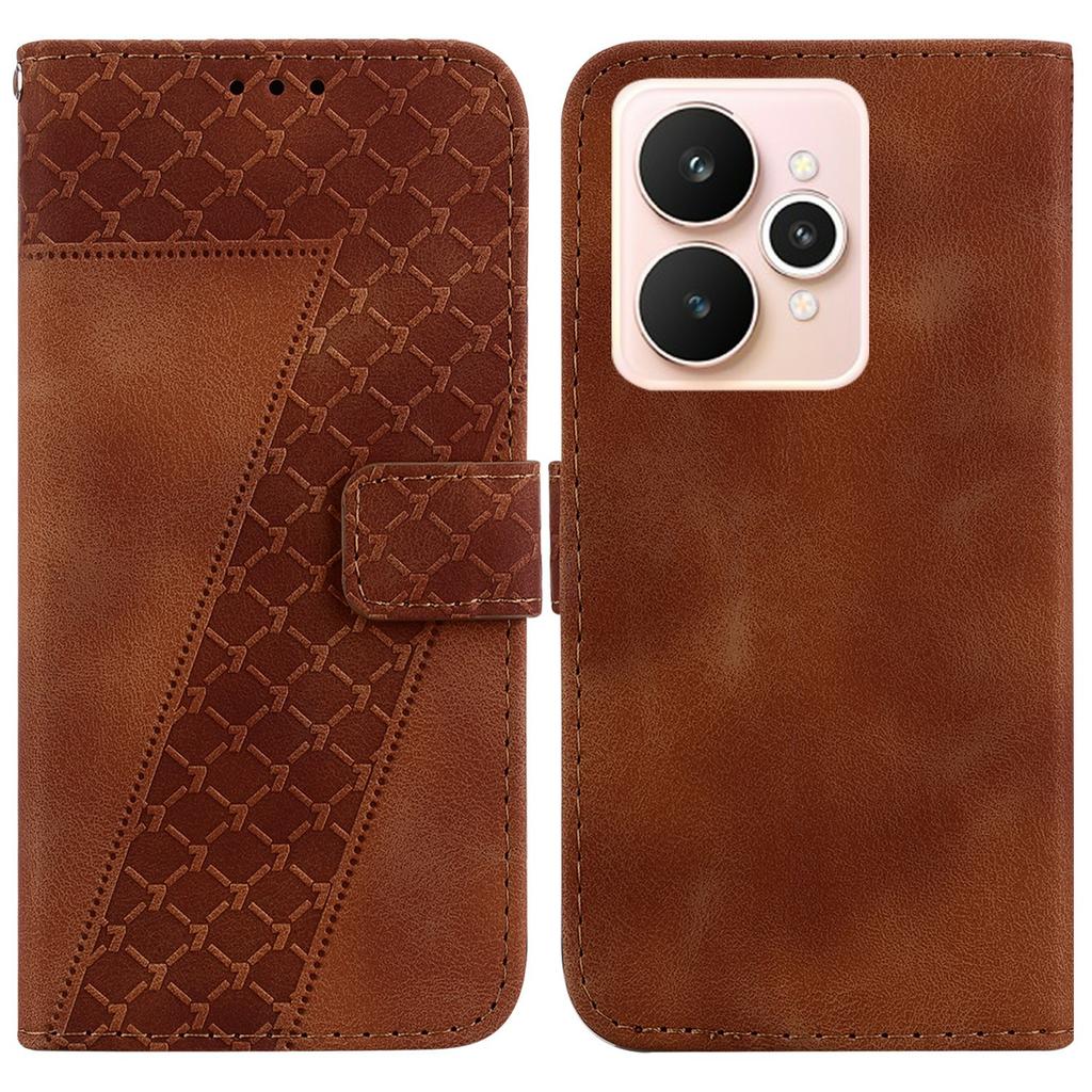 For Realme 15 Pro 5G/15 5G Stand Case 7-Shaped Pattern Imprint Leather Phone Cover with Strap