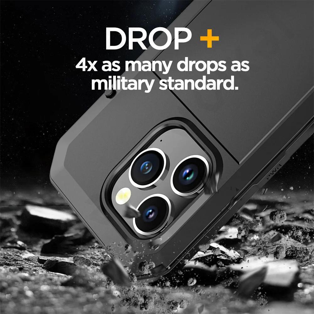 Чехол для iPhone 17 16 15 14 13 12 11 Pro Max XS XR 8 7 Plus SE Металлический Прочный 360 Полная Защита Корпуса Ударопрочный Бронированный Защитный Чехол